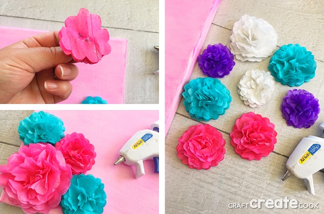 Tissue Paper Flower Mother's Day Canvas - Craft Create Cook