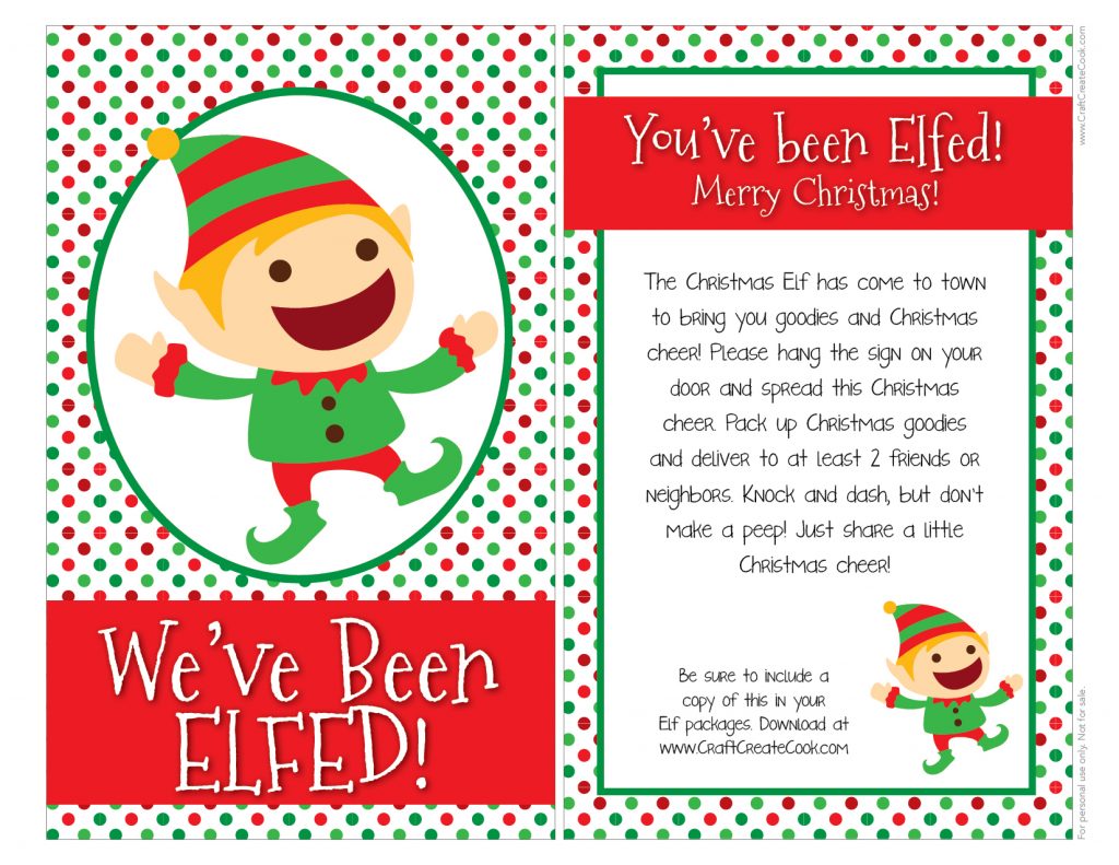 You #39 ve Been Elfed with Free Printable Craft Create Cook