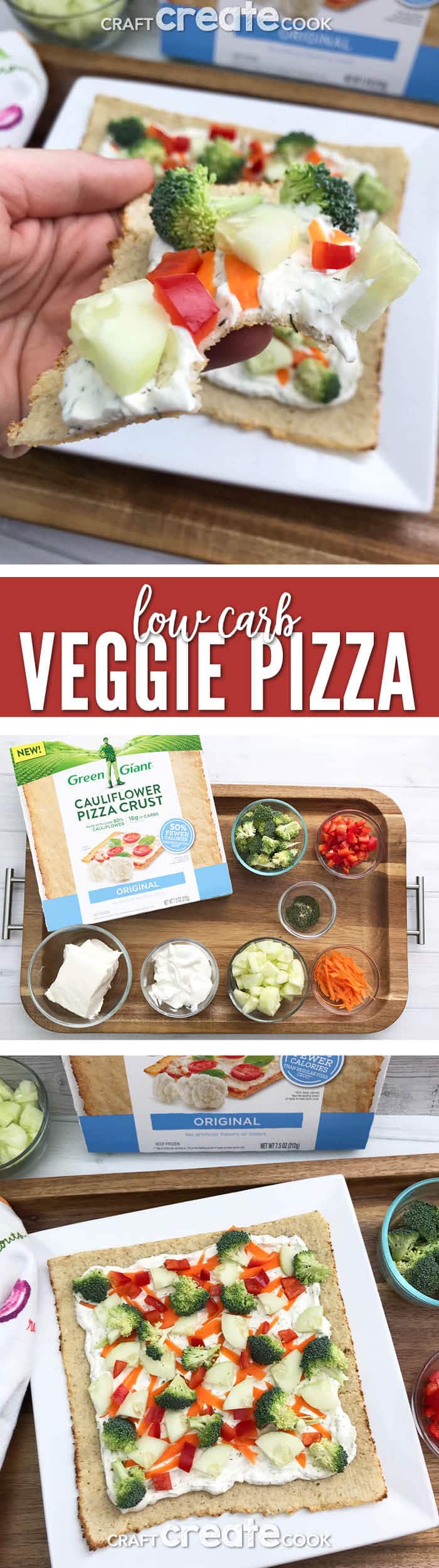 Easy Low Carb Veggie Pizza - Craft Create Cook