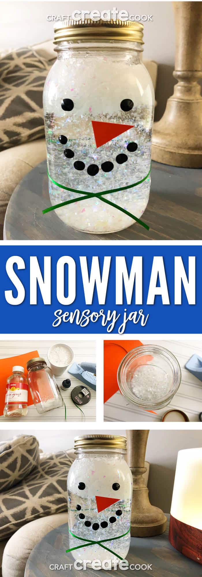 Snowman Sensory Jar - Craft Create Cook